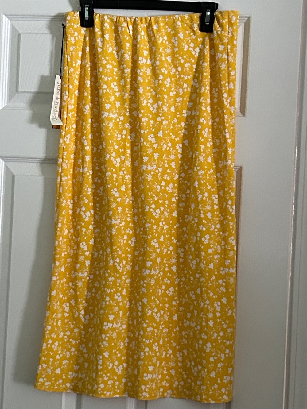 june & hudson Yellow Floral Midi Skirt